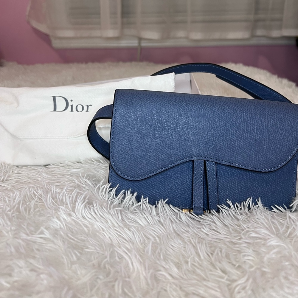 Dior Saddle Belt Pouch in Denim Blue